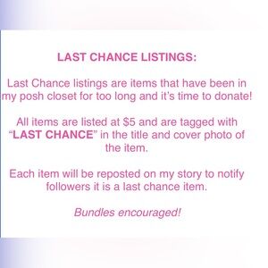 Last Chance Listings $5 Before Donation